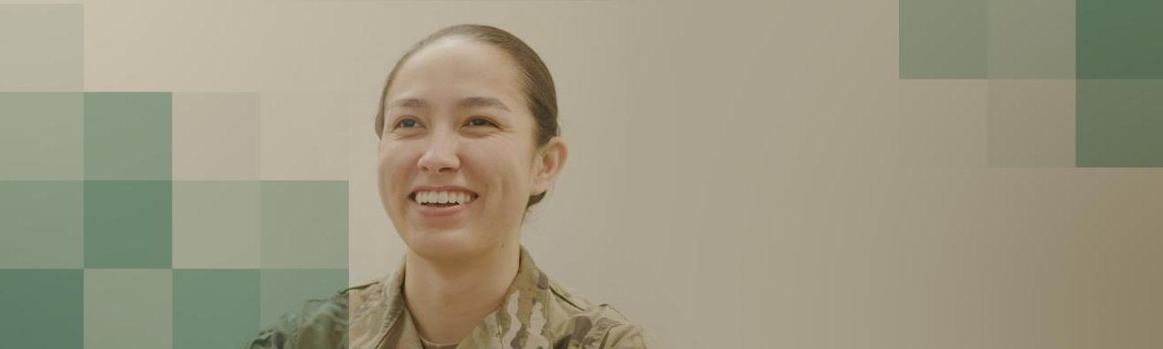 Military student smiles